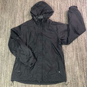 North End Womens Large All Climate Wear Hooded Lexus Jacket Black Zip Snap Front